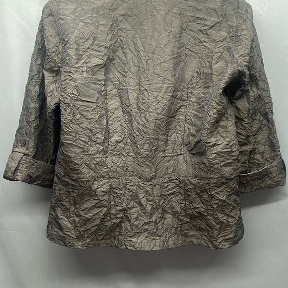 CHICO’S JOLENA CRINKLED JACKET WOMENS 2 TAN PARTY COCKTAILS - Picture 2 of 14